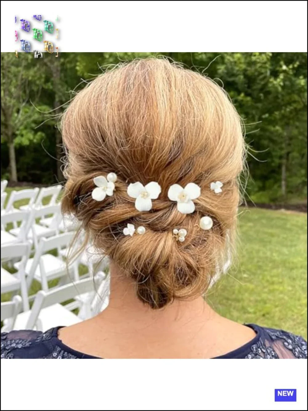 7 Pcs Elegant Handmade Ceramic Flower Pearl Hair Pins for Wedding